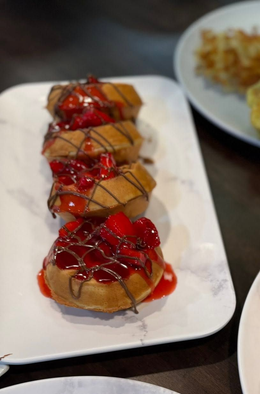 Belgian waffle with strawberries