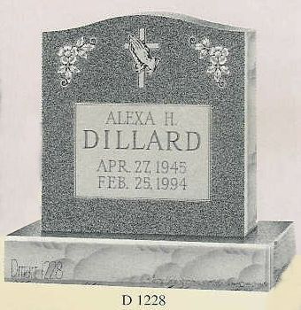 a gravestone for alexa h. dillard with a cross and flowers on it .