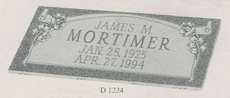 a black and white photo of a gravestone for james mortimer