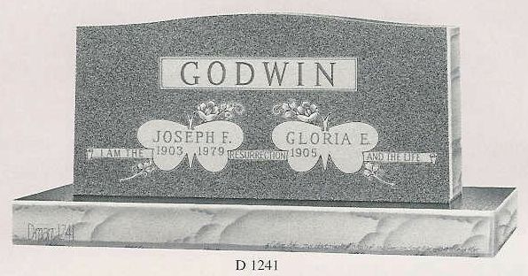a black and white photo of a gravestone for joseph and gloria godwin .