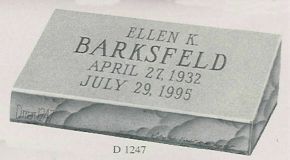 a black and white photo of a gravestone for ellen k. barksfield .