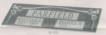 a gravestone for william e. parfield and rebecca h. parfield