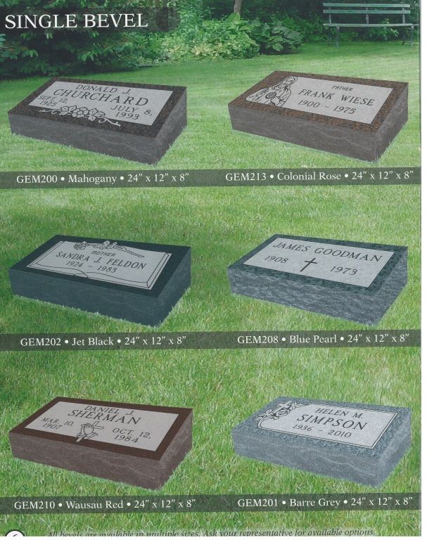 a picture of a single bevel grave marker