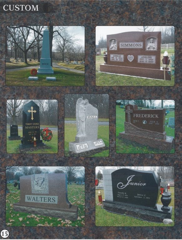a collage of graves with the word custom at the top
