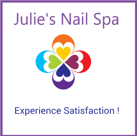 Julie's Nail Spa logo, with a colorful heart-shaped flower, and the text, 