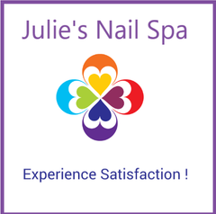 Julie's Nail Spa logo, with a colorful heart-shaped flower, and the text, 