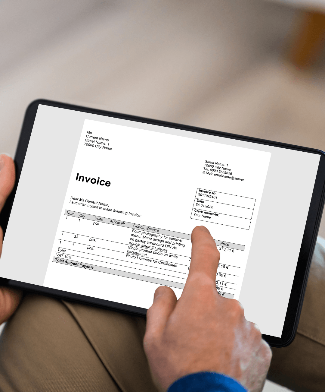 Electronic billing software