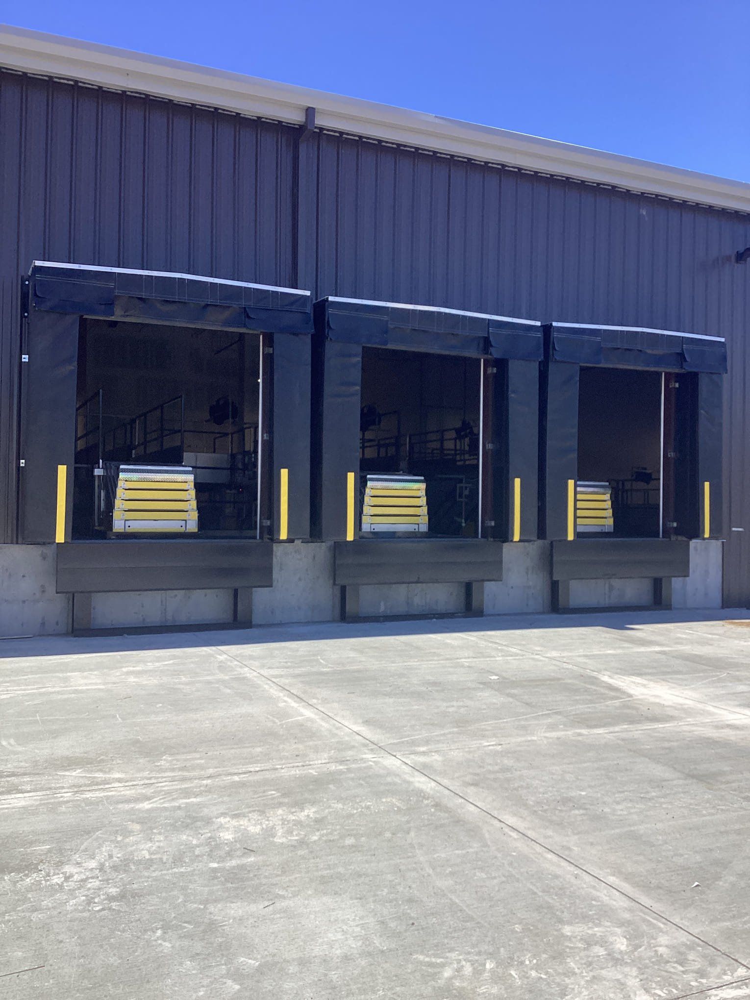 A row of loading docks in front of a building