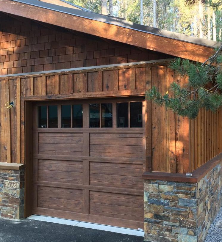 Garage With A Wooden Door And A Stone Wall - Flagstaff, AZ - Loren Vickers