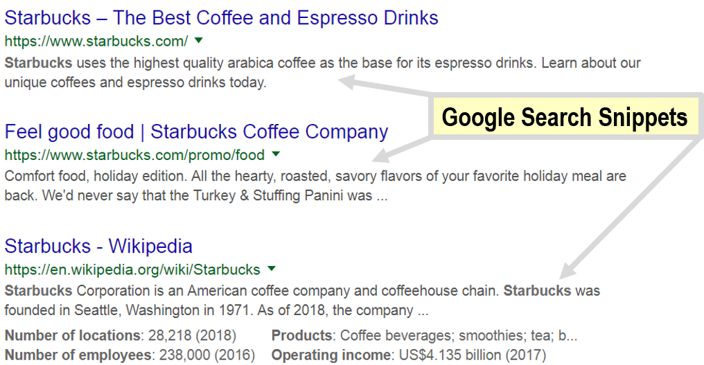 search engine snippets