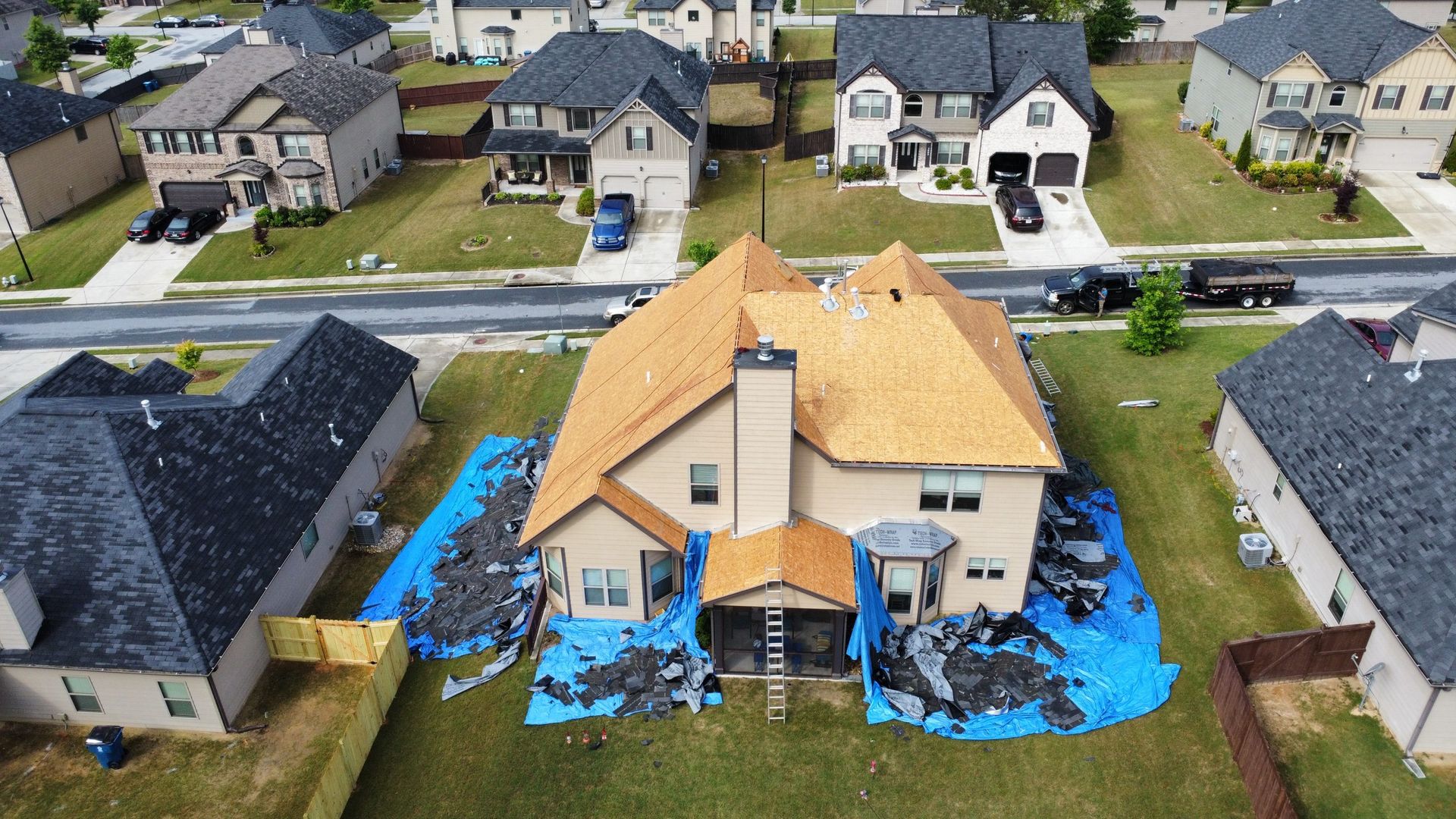 Home roofing tile installation project in Atlanta, Georgia
