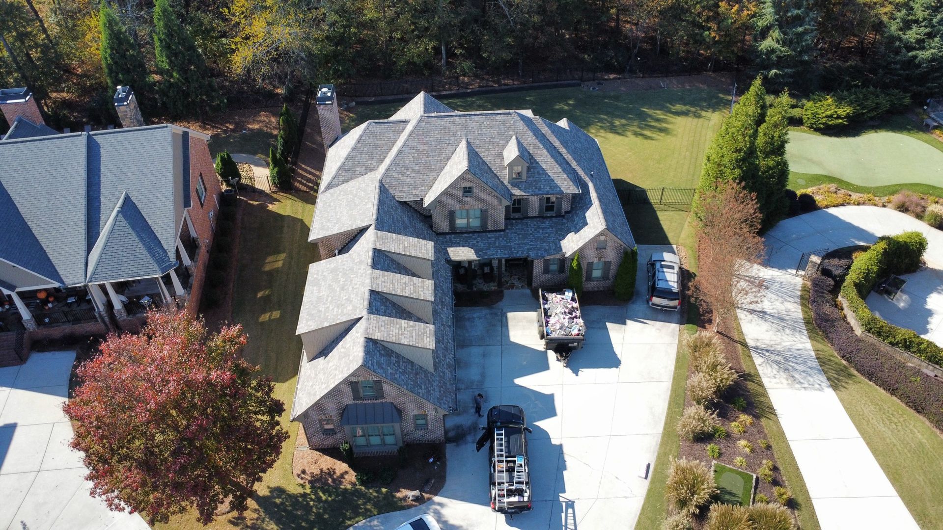 Slate shingle roof installation on residential home in Atlanta, Georgia

