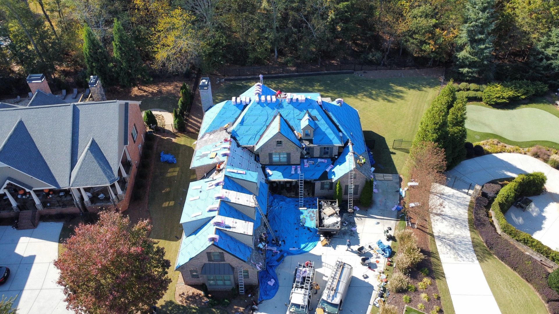 Slate shingle roof installation on residential home in Atlanta, Georgia
