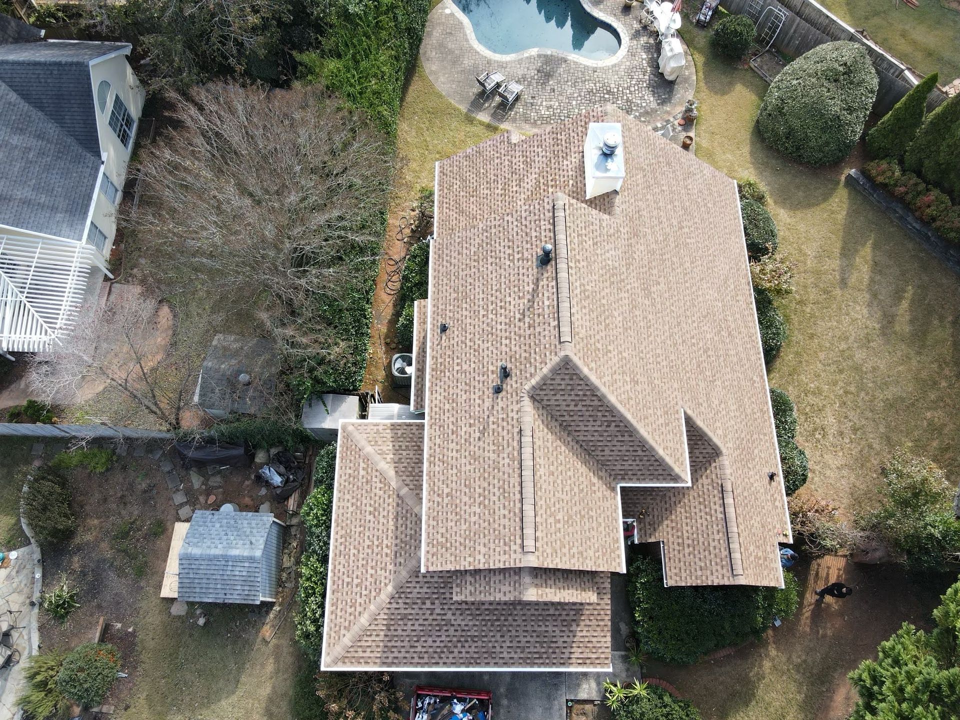 New slate roof installation on residential property in Atlanta, Georgia
