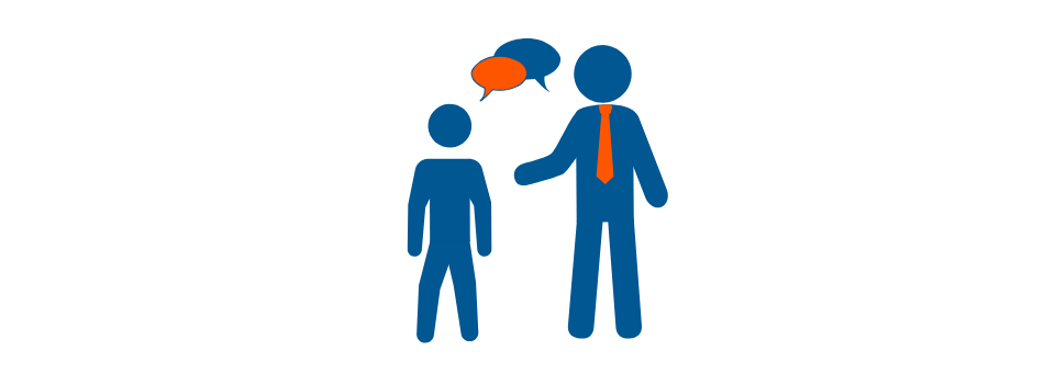 A graphical depiction of a younger person conversing with an older person representing Positive Images mentoring.