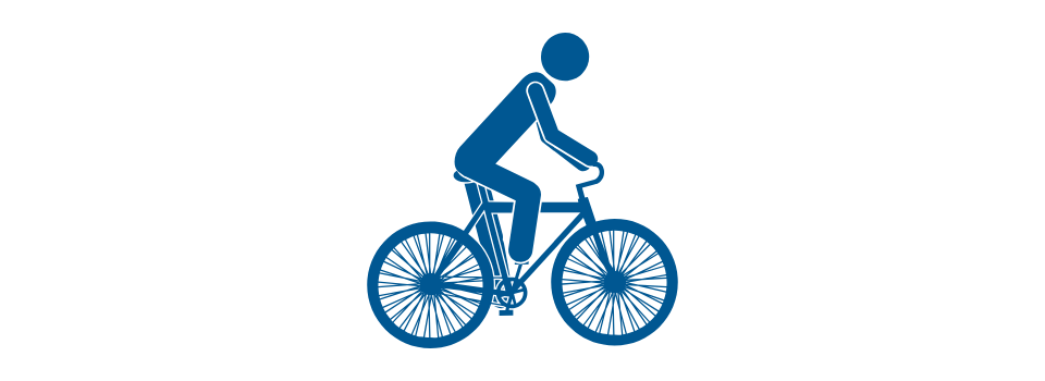 Graphic of a figure riding a bicycle representing Positive Images participants engaged in sporting and recreational activities