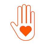 Graphic depicting a hand with a heart shape representing Positive Images participants volunteering