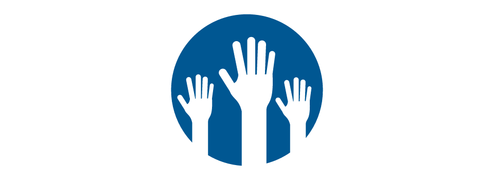 Graphic of outstretched hands representing Positive Images participants volunteering