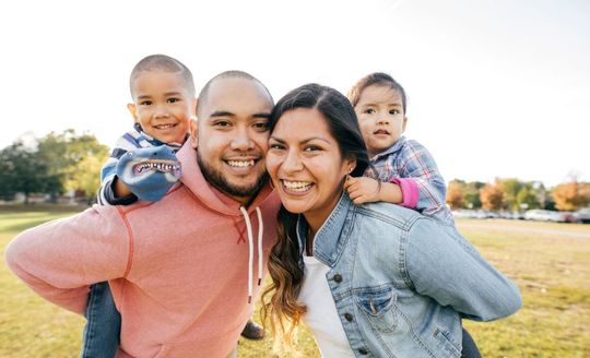 Happy family with kids