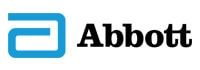 El logotipo de Abbott es azul y negro sobre un fondo blanco.