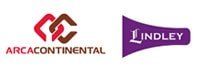 Los logotipos de Arcacontinental y Lindley están uno al lado del otro sobre un fondo blanco.