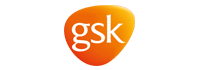 Un primer plano del logotipo de GSK sobre un fondo blanco.