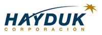 Un logotipo para la corporación Hayduk con una estrella en el medio.