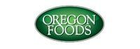 El logotipo de Oregon Foods es un óvalo verde sobre un fondo blanco.