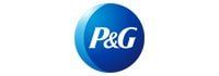 Un logotipo de P&G azul sobre un fondo blanco.