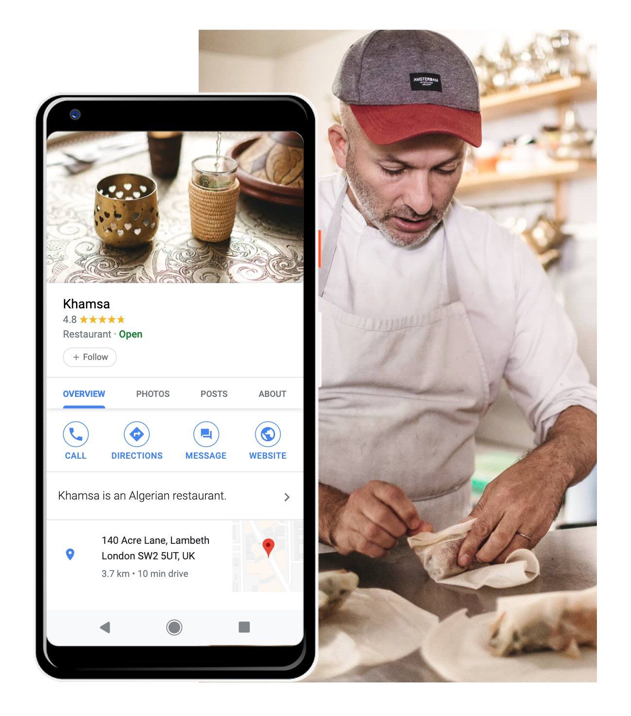 An enhanced Google My Business Profile in mobile view.