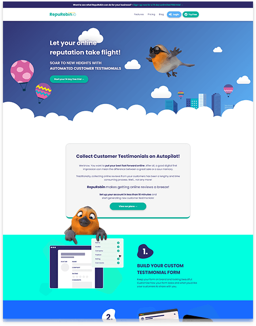 Screenshot of the RepuRobin.io website.