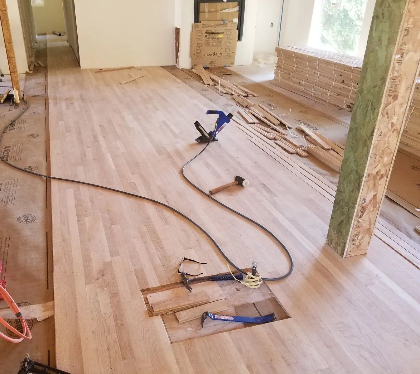 New hardwood flooring installation in progress by Tuller’s Hardwood Floors serving Olympia and nearby communities