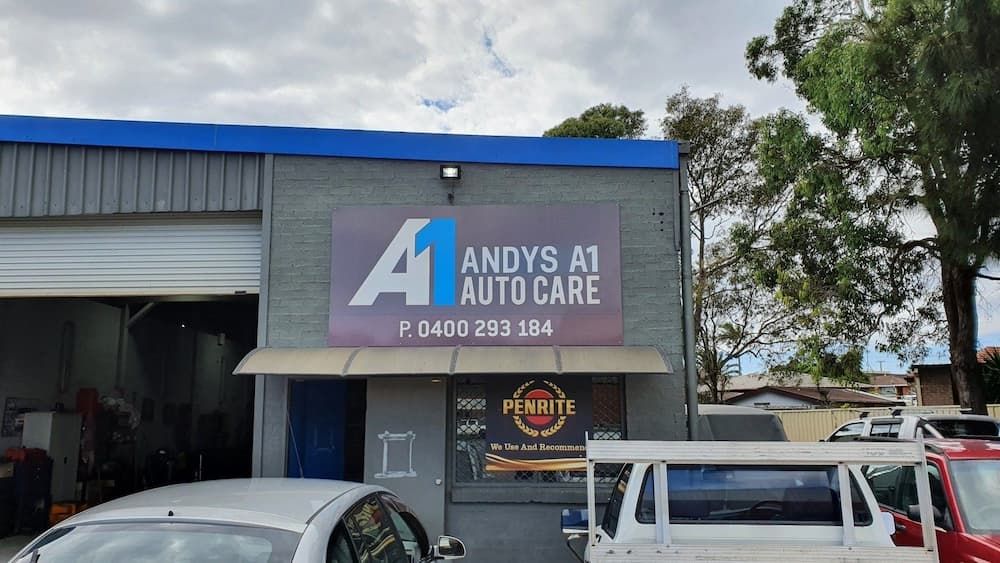 A Building with A Sign that Says Andy 's A1 Auto Care — Andy's A1 Auto Care in Barrack Heights, NSW