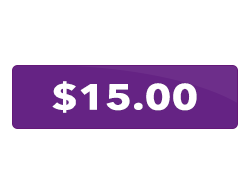 A purple button that says `` $ 15.00 '' on a white background.