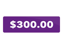 A purple button with the words `` $ 300.00 '' on it.