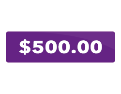 A purple button with the words `` $ 50.00 '' on it.