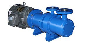 a blue 2 stage/3stage turbine pump with a motor attached to it on a white background .