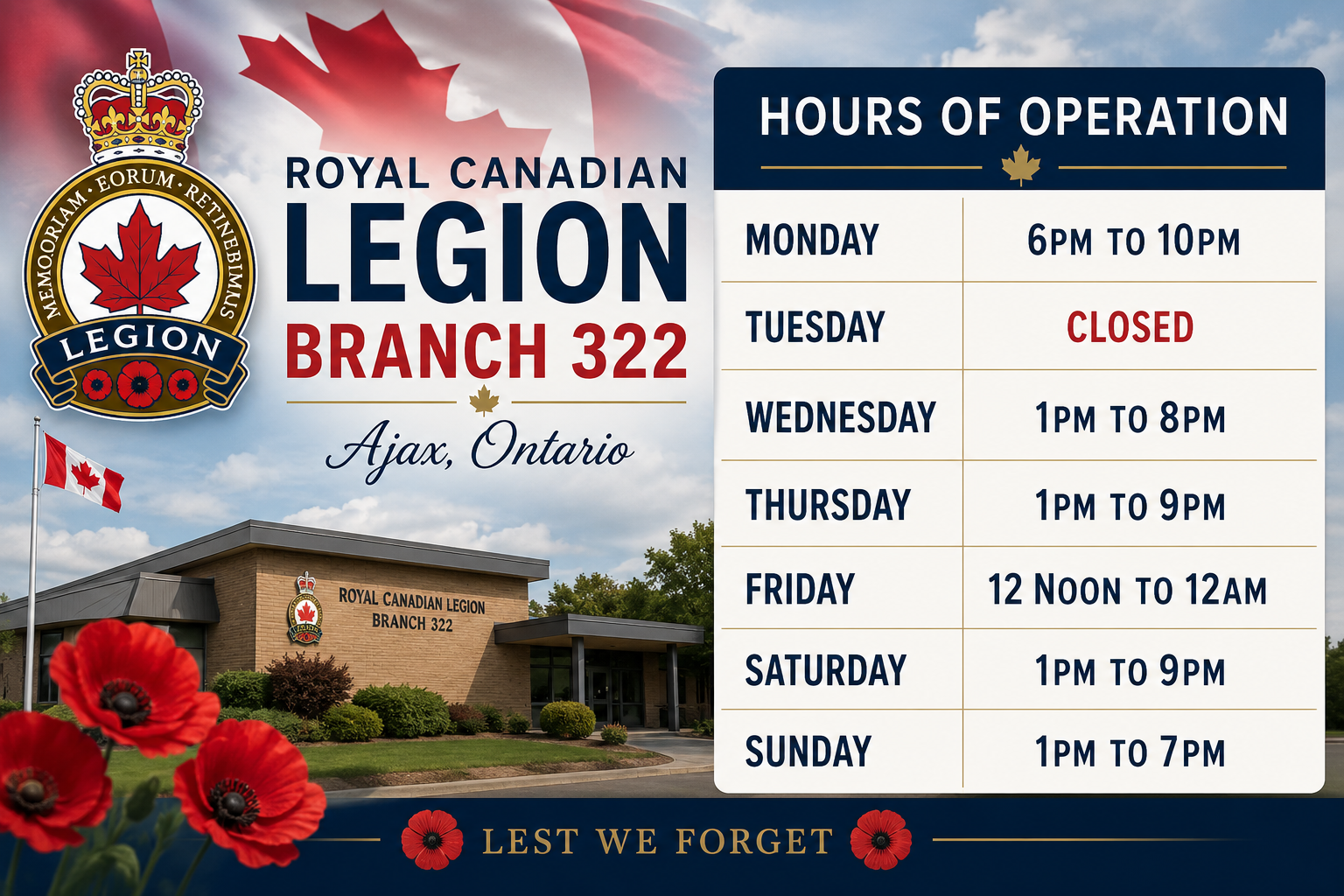 Ajax Legion Clubroom Hours