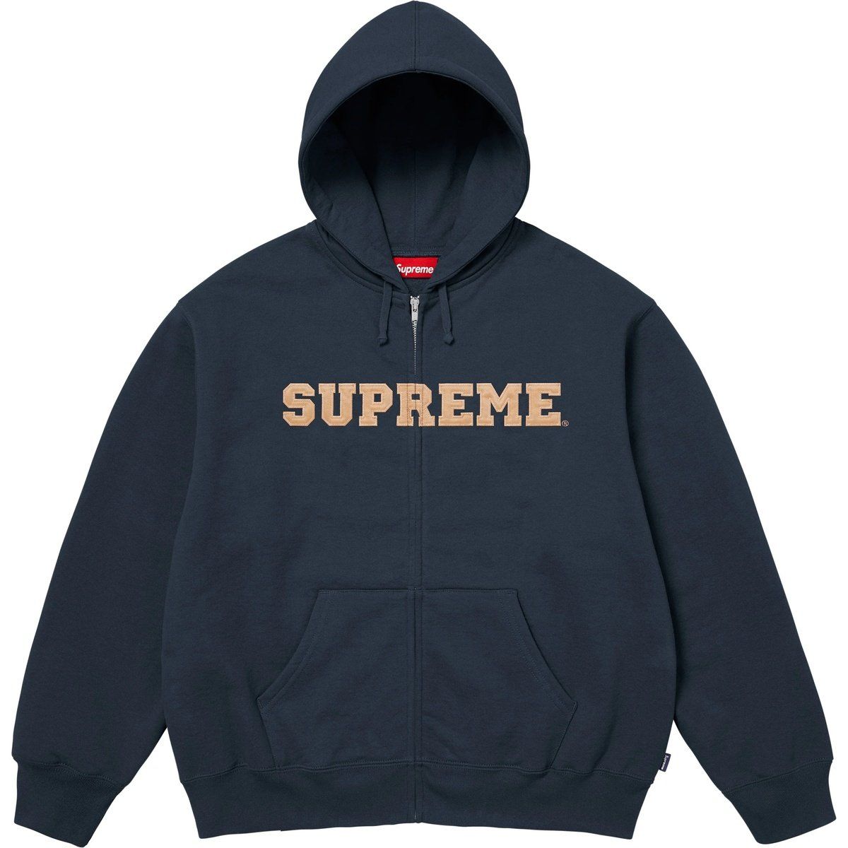 Navy blue Supreme zip-up hoodie with