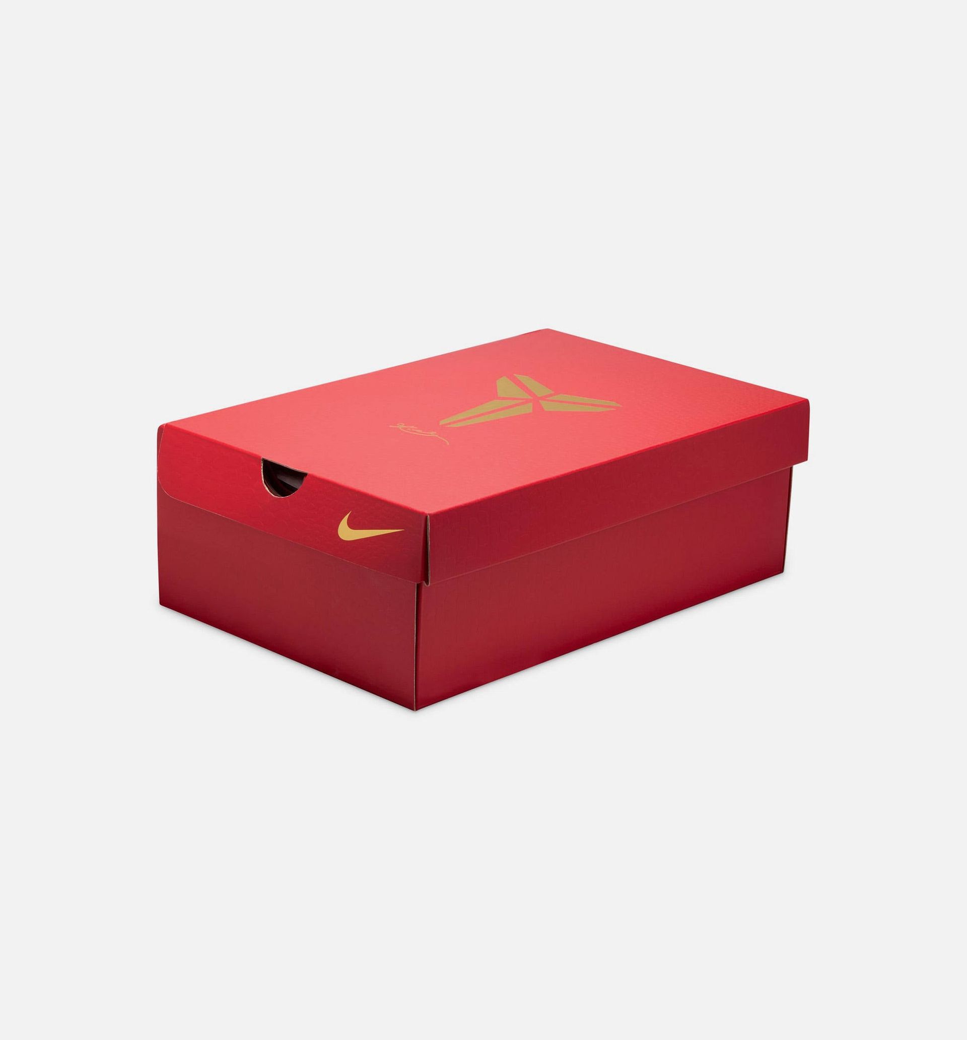 Purple Nike Kobe basketball shoe with gold snake design.