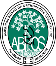 Official logo of the American Board of Orthopaedic Surgery: a green oval featuring a tree and the acronym ABOS.