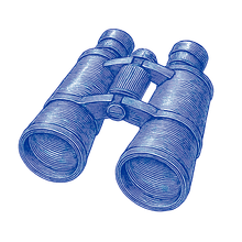 Blue illustrated binoculars.