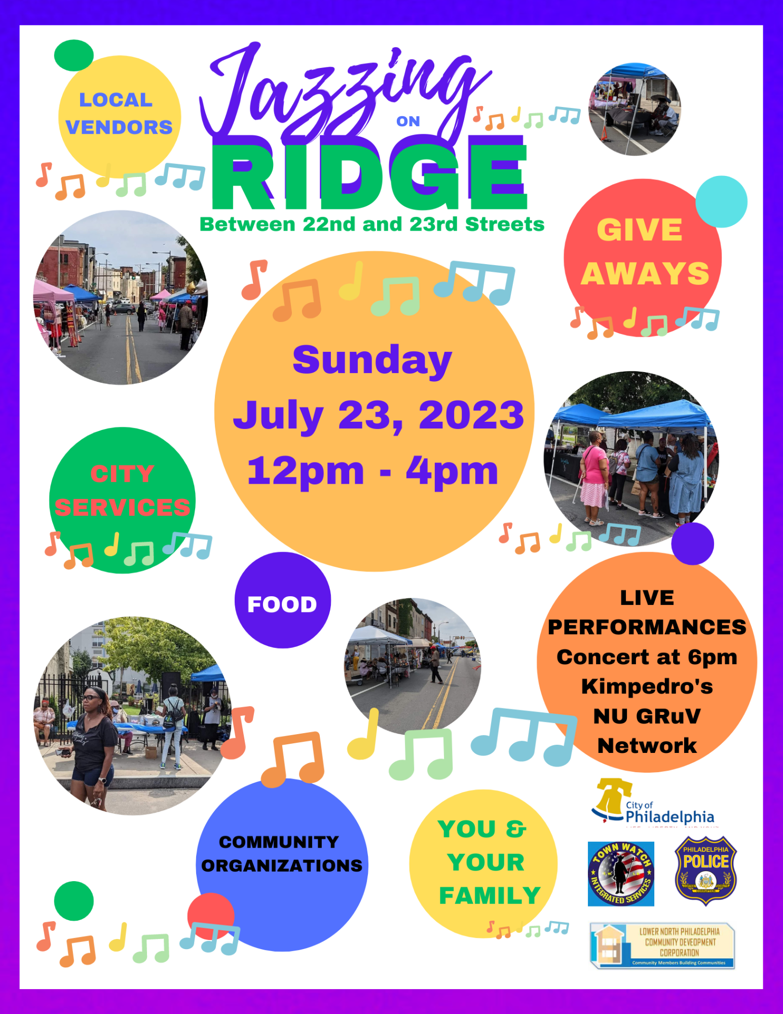 A poster for jazzing ridge between 2nd and 3rd streets