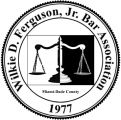 The black-and-white seal of the Wilkie D. Ferguson, Jr. Bar Association featuring a scale of justice, dated 1977.