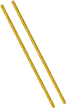 Two parallel, slender, golden-yellow sticks oriented diagonally against a white background.