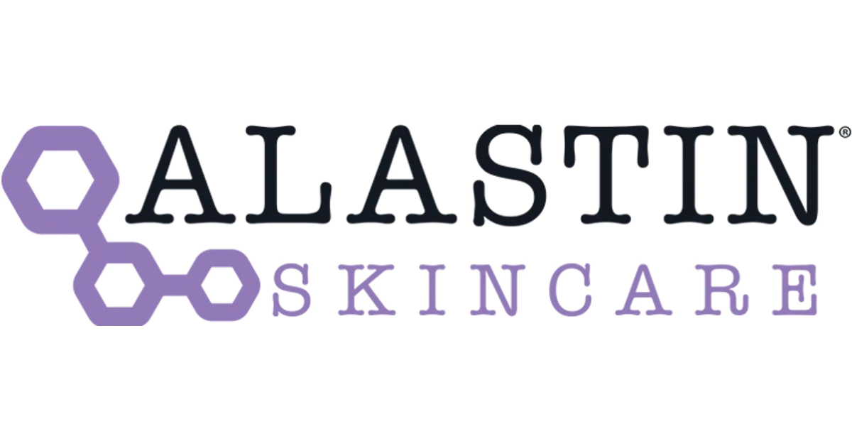 The logo for qalastin skincare is purple and black.