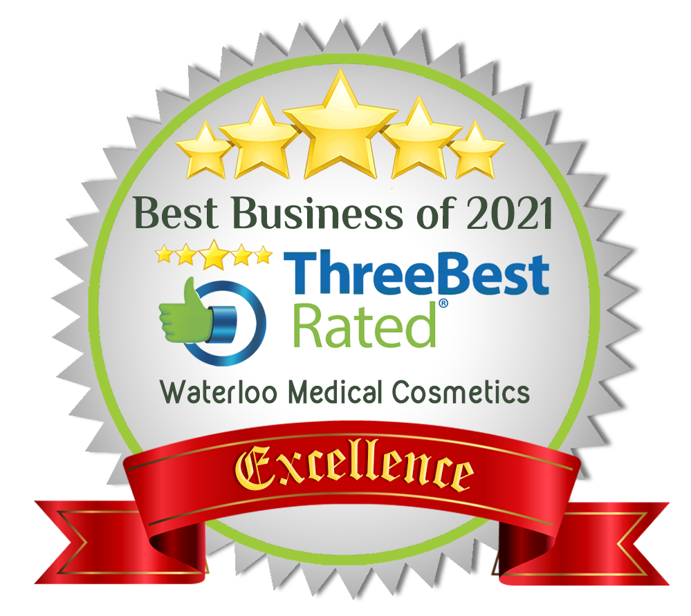 A seal that says best business of 2021 three best rated waterloo medical cosmetics excellence