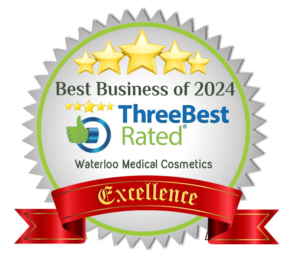 A seal that says best business of 2024 three best rated waterloo medical cosmetics excellence
