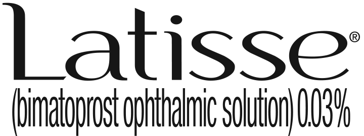 A black and white logo for latisse bimatoprost ophthalmic solution.