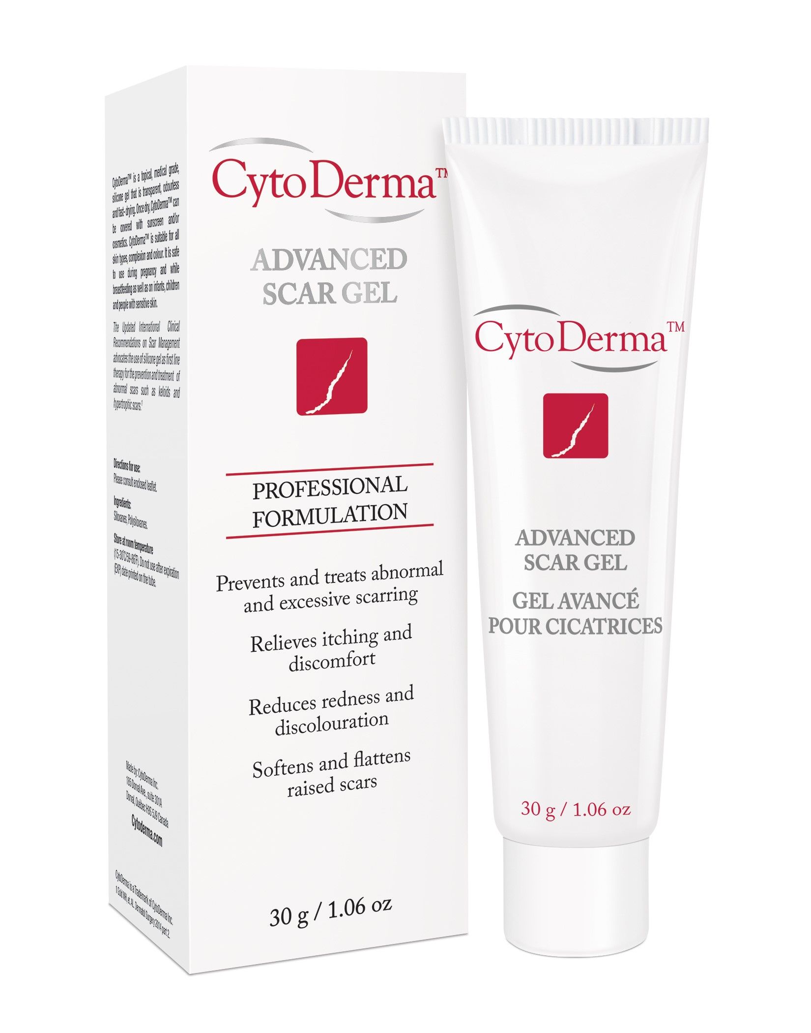 CytoDerm Advanced Skin Care cream box and tube in white and red packaging